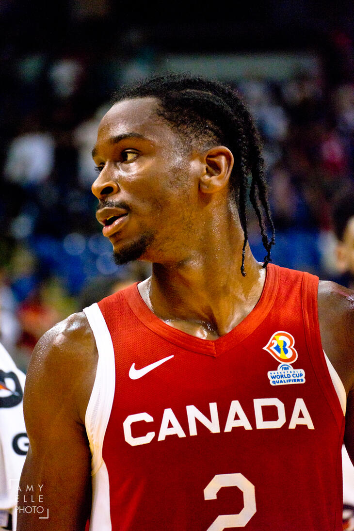 Shai Gilgeous-Alexander (Oklahoma City Thunder) representing Canada at the 2022 FIBA Basketball World Cup Qualifiers