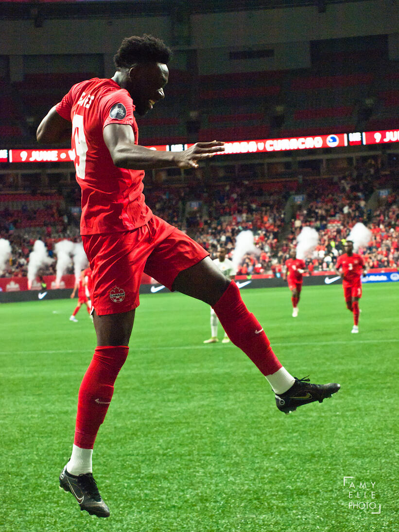 Alphonso Davies (Canada) at a Concacaf Nations League soccer match