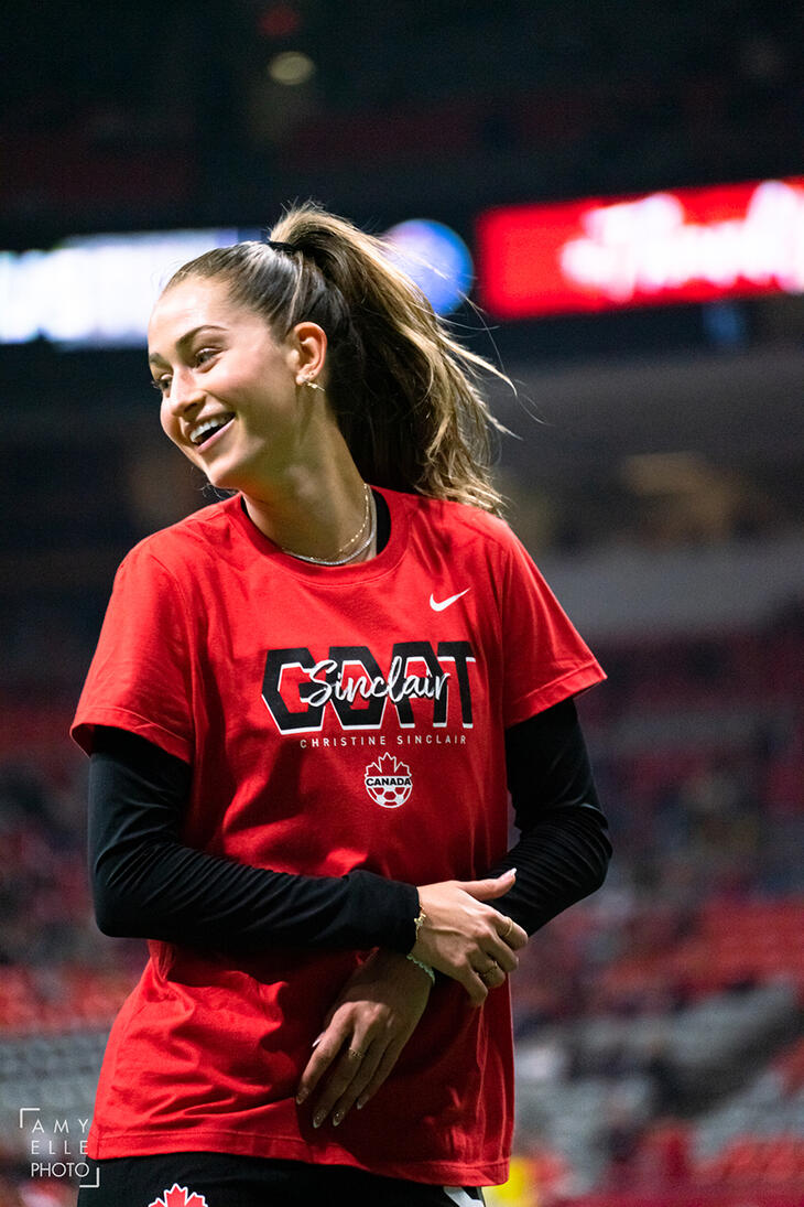 Jordyn Huitema (Canada) at Christine Sinclair's final international farewell match in 2023